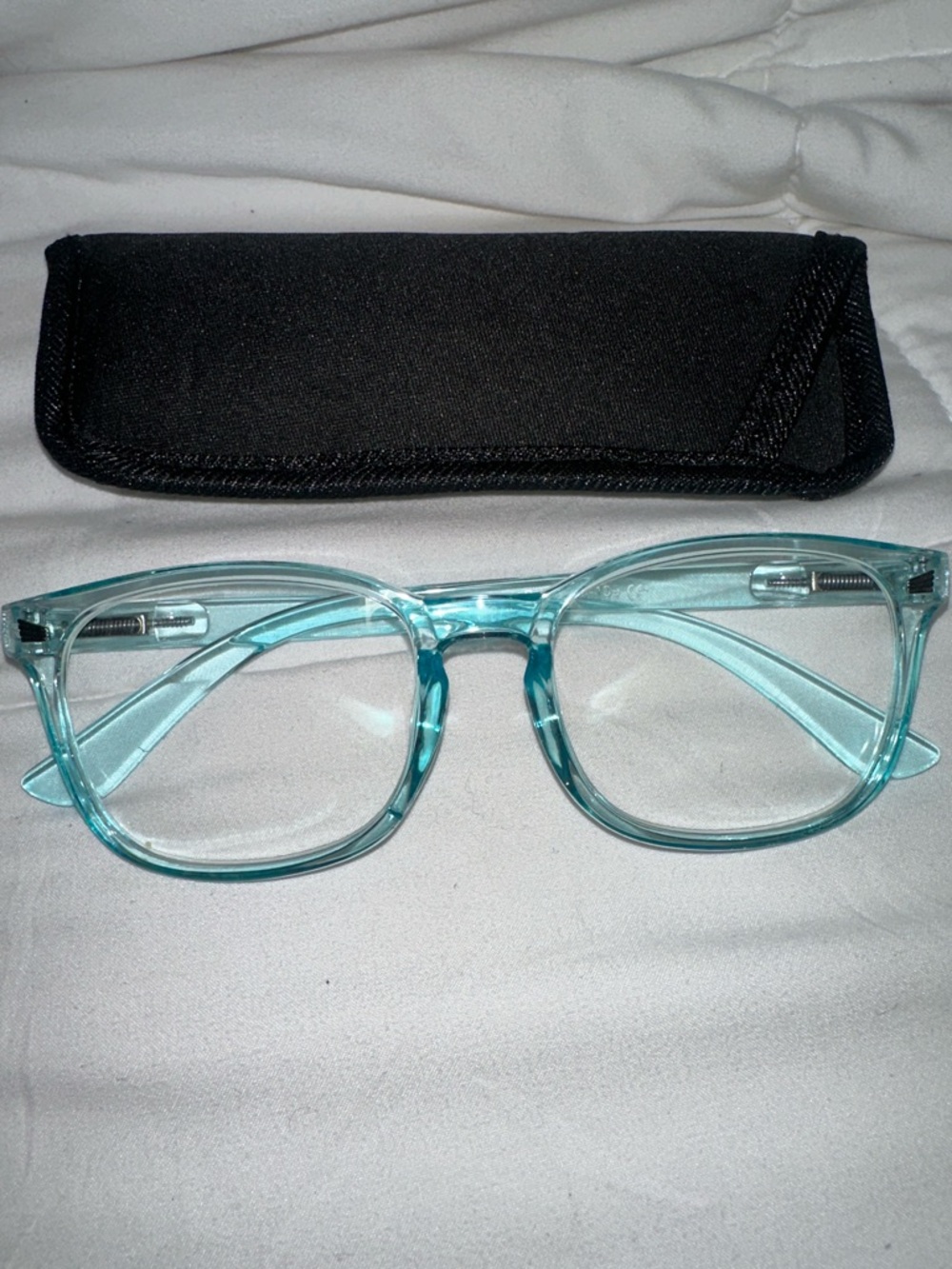 Clear Aqua Transparent Frame Glasses